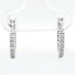 14K White Gold Diamond Hoop Earrings
