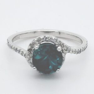 14K White Gold Tourmaline and Diamond Ring