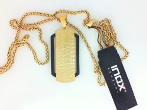 testerooo Gold INOX tog tag style pendant on chain